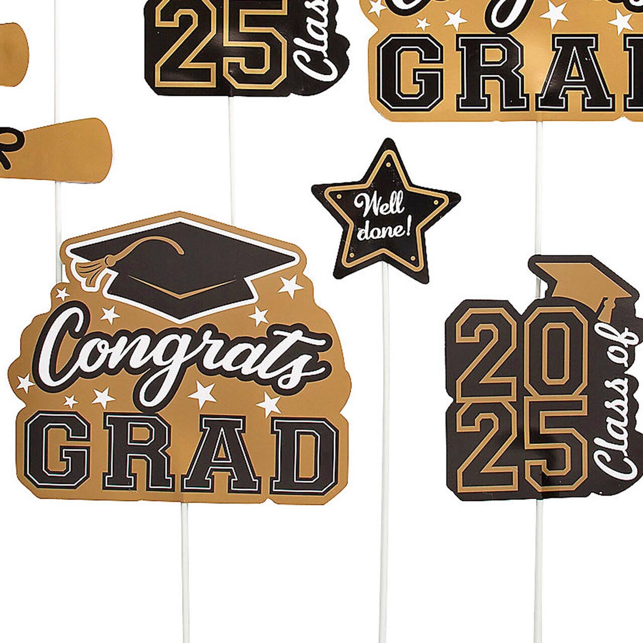 7" - 10" Graduation Class of 2025 Cardstock Centerpiece Sticks 10 Pieces